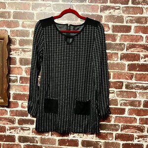 MC Black & White Plaid Shift Dress with Pockets - Size 8